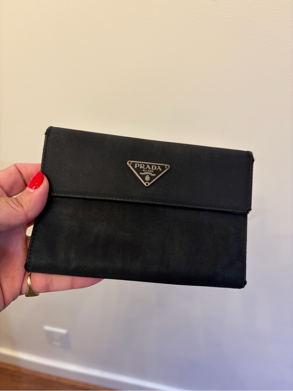 Prada Black Nylon Trifold Wallet